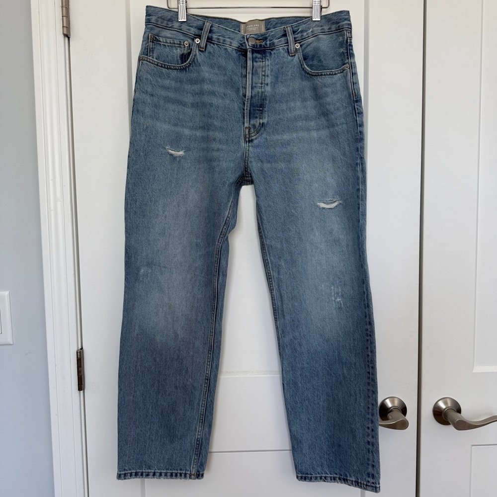 Everlane Relaxed Straight Fit Organic Cotton Distressed Jeans 30R
